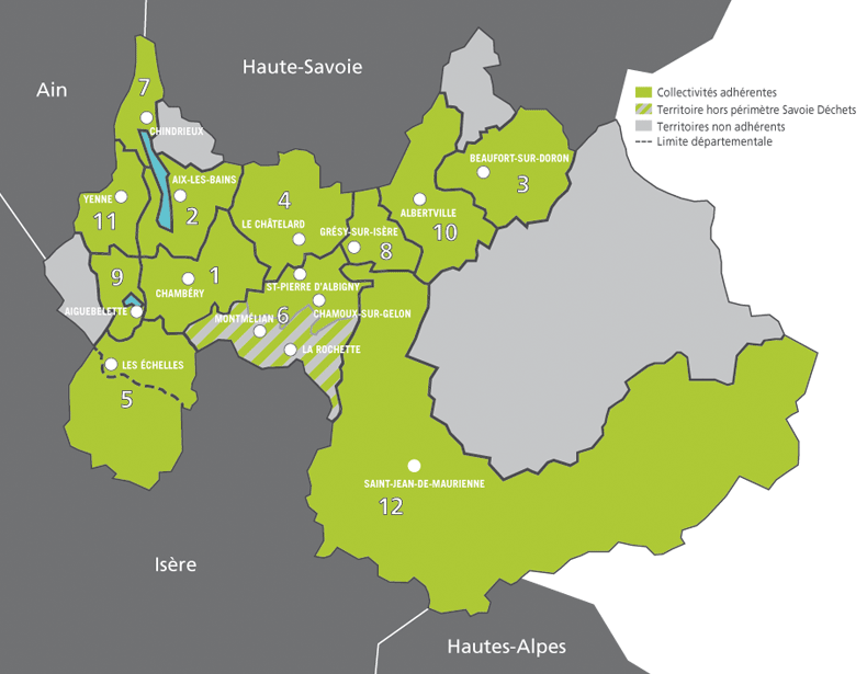 Carte des adhérents à Savoie Déchets