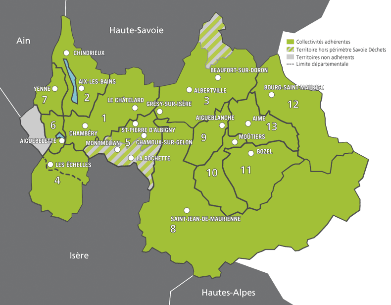 Carte des adhérents à Savoie Déchets